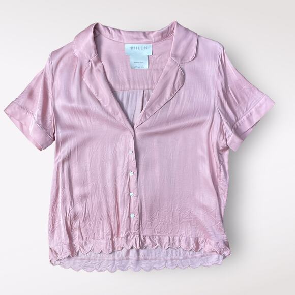 BHLDN Mauve Pink Satin Juniper Pajama Top‎ Size S - Picture 1 of 9